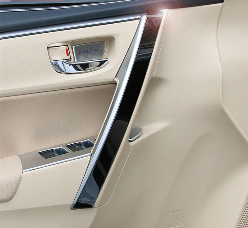 Toyota Corolla 2014 2015 inner door armrest stainless steel door decorative trim cover 4pcs set