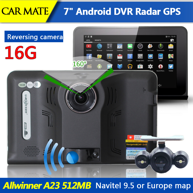 New 7 inch Android GPS Navigation rear view Car Anti Radar Detector Car DVR 1080P Truck