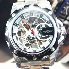 Ganador comercial 2014 la tendencia de la tira de acero reloj mecánico automático reloj para hombre del recorte jwh060
