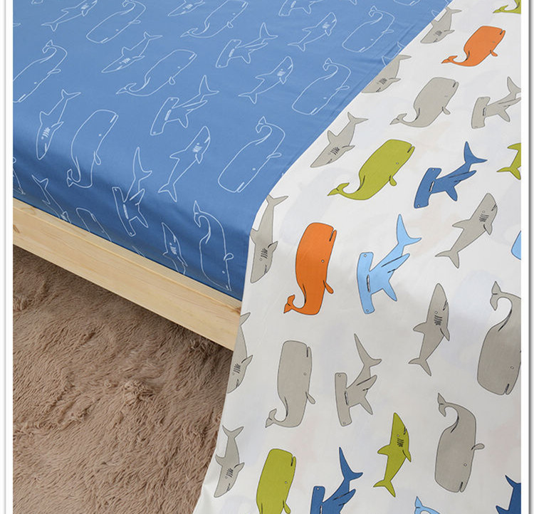 width 240cm * 50cm Whale and shark cotton fabric sewing baby cloth kids bedding quilting tecidos patchwork sewing tissue
