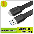High Quality Micro Usb Cable 2m 2a For Samsung Note 3 S5 Usb 3 0 Flat