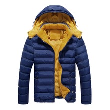 New Brand Winter Jacket Men Warm Cotton Jacket Men Casual Slim Thick Coat Stitching Detachable Cap