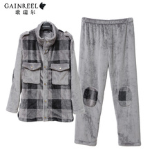 Winter song Riel fashion plaid flannel long sleeve pajamas for men and women couple home service