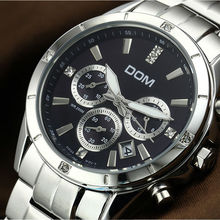 Free Shipping DOM men’s chronograph watch sapphire crystal Austrian crystal mosaic Multifunction 200M waterproof