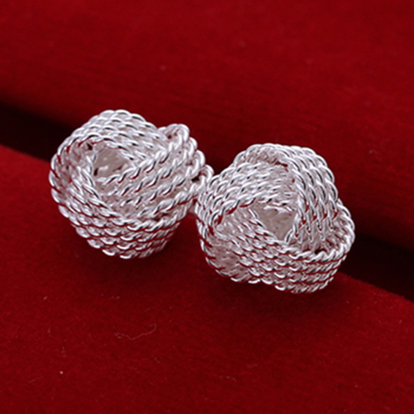 Free shipping wholesale 925 silver earrings BingBANGQiu earrings high quality fashion classic jewelry weaving stud