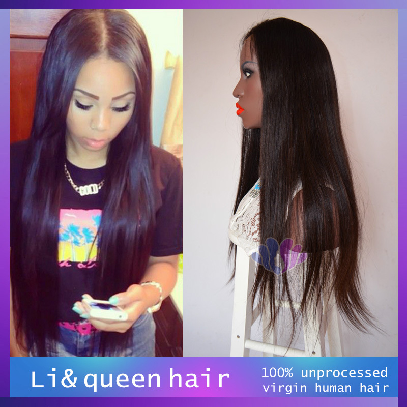 Full lace & lace front wigs glueless human hair wigs silk straight Peruvian virgin hair natural hairline with baby hair