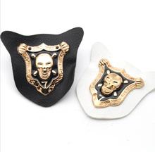 15pcs/lot black/white PU sew on leather label patches metal alloy skull badges cloth labels for jeans jacket 2016042203