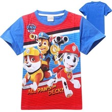 Free shipping 2015 new cartoon dog patrol pattern cotton T shirt boys sports summer style children