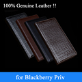 2015 New Luxury Crocodile Grain Genuine Leather Phone Case for Blackberry Priv 100 Real Leather Protective