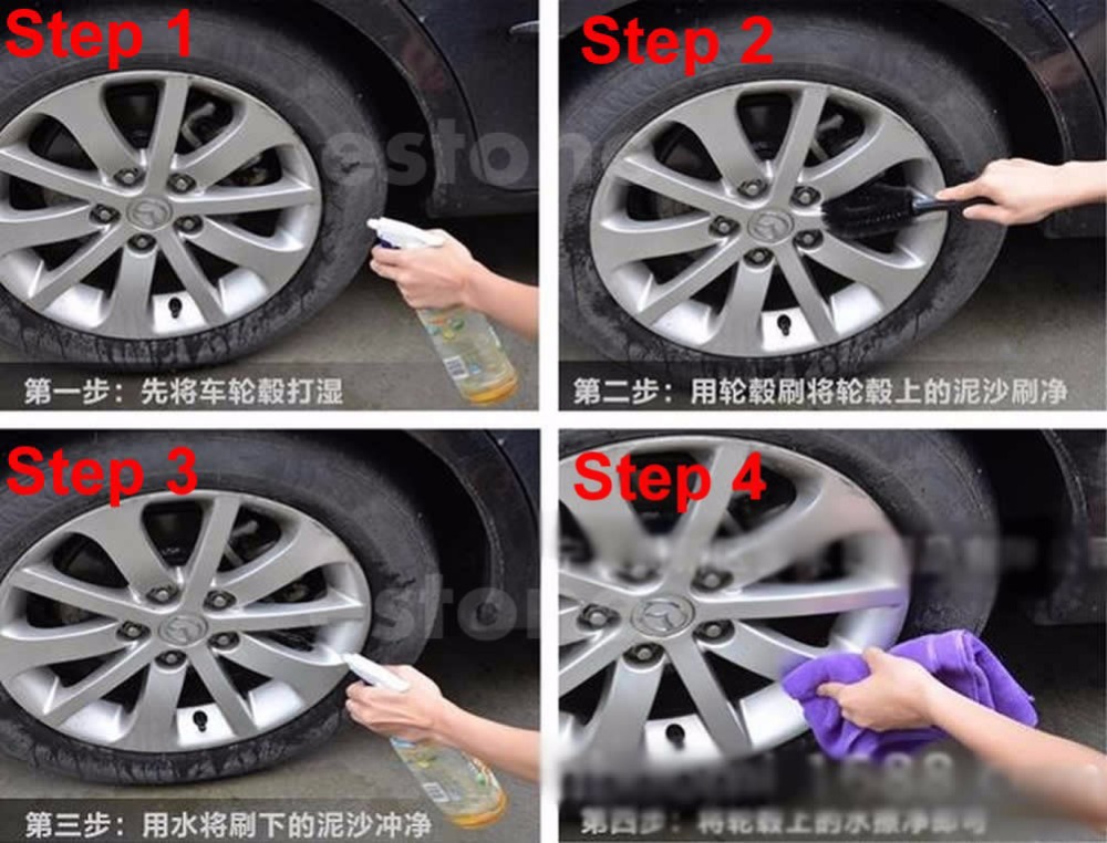 Car Vehicle Motorcycle Wheel Tire Rim Scrub Brush Washing Cleaning Tool Cleaner