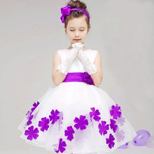 2015 Flower Girl Dresses For Weddings Voile Bow Gowns Children Party Dress Infant Princess Deguisement Vestido De Festa Menina