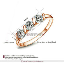 Wholesale Free Shipping 18K Gold Plated Wedding Rings Use Triple Austria Crystal 0 5Ct Simulation of