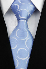 NT0106 Blue White Circle Fashion Jacquard Woven Classic Silk Polyester Man s Business Wedding Luxury Tie