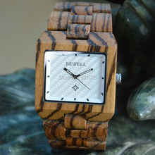 Cara cuadrada 2015 súper ventas de buena calidad natural de madera del reloj para hombre