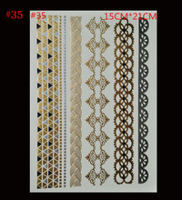 flash gold metallic different styles Body painting glitter gold tattoo stickers temporary flash tattoo Disposable large tattoos