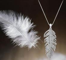 Women Feather Crystal Pendant Necklace Statement Collar Party Necklace New Style Dress Bib Jewelry Wholesale