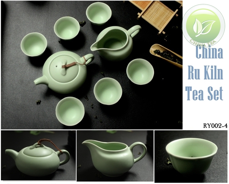 8pcs Warm Jade Chinese Ru Kiln Yao Sky Cyan Teaset Ceramic Rare Tea set 1 Tea