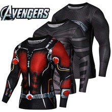 2016 New Sport Fitness Compression Shirt Men Superman Bodybuilding Long Sleeve 3D T Shirt Gym Crossfit Running Tops Shirts