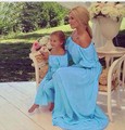 Summer family matching clothes maxi solid chiffon Mother Daughter Dresses Family look Clothing Beach mom and