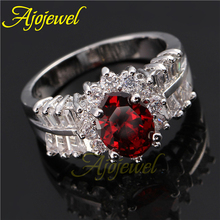 Clear Red Oval Cubic Zirconia Engagement Rings Ruby Top Quality Simulated Diamond Wedding Jewelry For Women
