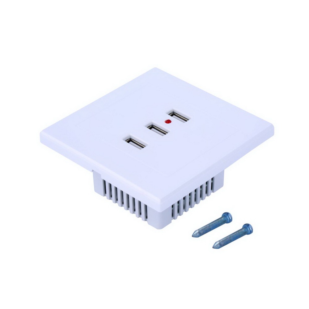 Home Useful 3 Port USB Smart Power Charger Socket 220V To 5V For Cell Phone PC White Wholesale