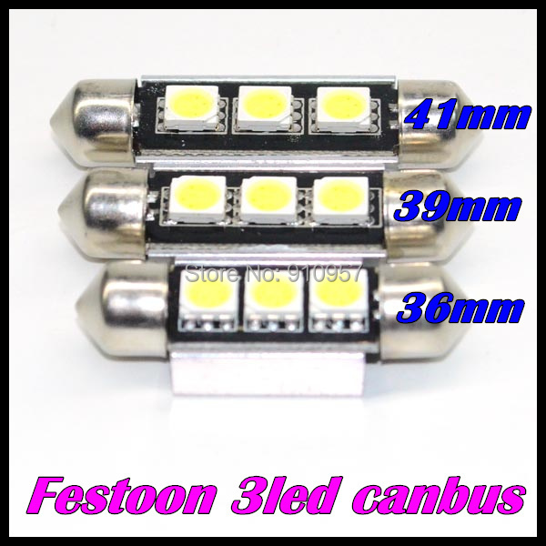 10 pcs36mm 39  41 mm 3SMD 5050    CANBUS   3LED  c5w      12 V    