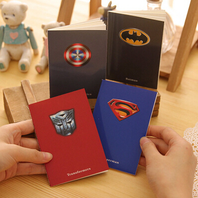 2016 Mini Cute Superman Batman Notebook Exercise Book Notepad with lined paper for kids gift Free shipping B0003