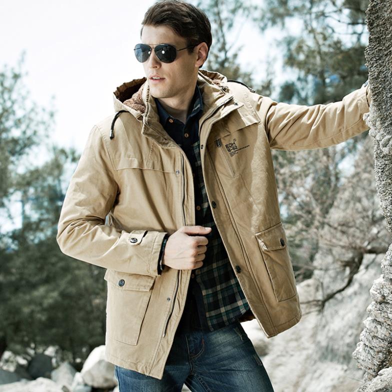 Winter Thickening Brand Trend New 2014 Outdoors Plus Slim Velvet Hooded Zipper Men s Clothing Jackets