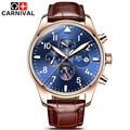 Carnival Luxury Mens Watches Top Brand Sapphire Fashion Mechanical Watch Multifunction 6 Hands Men Casual Wrist
