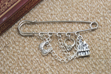 12pcs Rocky Horror Show inspired Brad and Janet themed charm with chain kilt pin brooch (50mm)