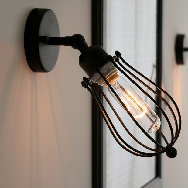 American Loft Style Dress ages Wrought Iron Wall Lamp Vintage Personality Bedside Bedroom Wall Lamps Free Shipping