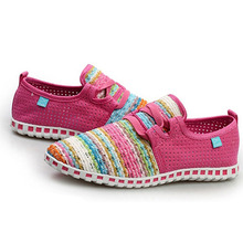 New Summer Flat Shoes Woman Comortable Casual Lace-Up Flats Ladies Breathable Outdoor Women Shoes 3 Colors Size 35-40