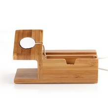 Hot Healthy For Apple Watch Charger Dock Wooden Bamboo Stand Phone Holder For iPhone 6S 5