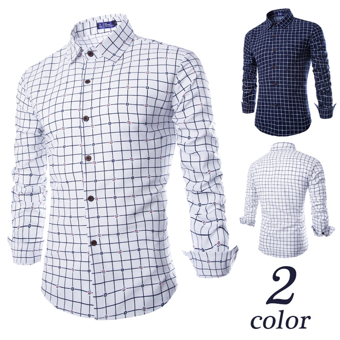 2015 Men\'S Fashion Designer Plaid Shirts Male Cam...