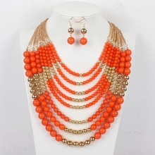 multi layer necklaces statement necklace fashion women acrylic bead gold chain necklace popular jewelry collier femme