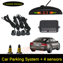 12V LED Car Parking Sensor Monitor Auto Reverse Backup Radar Detector System + LED Display + 4 Sensors + 7 Colors to Choose