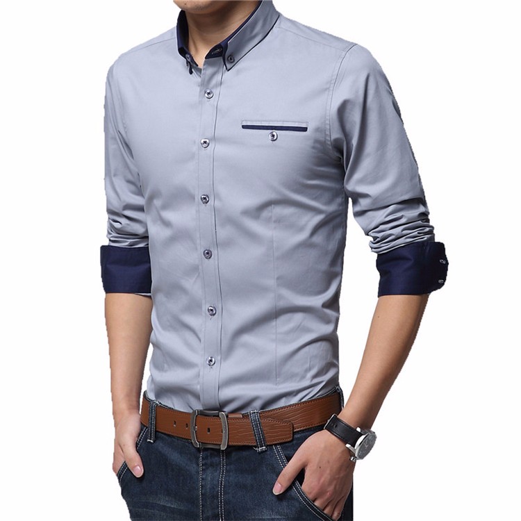 Long Sleeve Men Dress Shirt Solid Color Plus Size M-5XL High Quality Men\'s Formal Shirts Slim Fit 2016 Spring Fashion 0