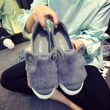 Fashion Women Boots Winter Rabbit Fur Women Flats Shoes Leopard Casual Ladies Winter Boots Shoes