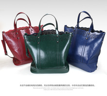 2015 New Fashion Women Genuine Leather Handbags Big Tote Shopping BAG Portable Shoulder Bags Casual Bucket Free Shipping