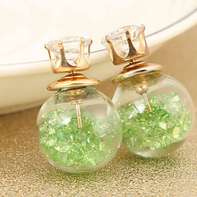 2016 new fashion Zircon Bijoux Fashion New Summer Style Fine Jewelry Big Size Glass Double Stud Earrings For Women