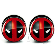 1 pair deadpool acrylic screw ear plug gauges tunnel flesh tunnel body piercing jewelry PAP0089