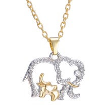 Cute Design Gold Plated Chain Rhinestone Elephant Pendant Animal Necklace Fashion Jewelry For Gift