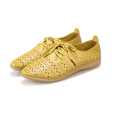 2016 Hot Sale New Arrival Spring Summer Shoes Women Casual Genuine Leather Loafers Breathable Cut-Outs Woman Flat Shoes F674