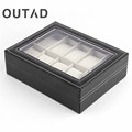 Luxury 10 Grid Slots Leather Watches Display Box Square Jewelry Storage Case Organizer Holder caixa relogio