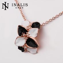 N636 Wholesale Wedding Band Women Necklace Flower Gold Plated Austrian Crystal Pendant Necklace Jewlery Vintage Statement