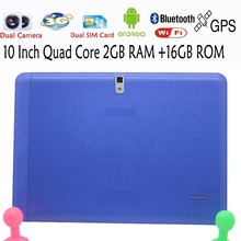Blue Edition Original  10 Inch 3G Phone Call Android Quad Core Tablet pc Android 4.4 2GB RAM 16GB ROM WiFi FM Bluetooth 2G+16G