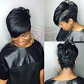 Wholesale Indian Virgin 27 Pieces Short Human Hair For Black Women Short Straight Bump Hair Extension