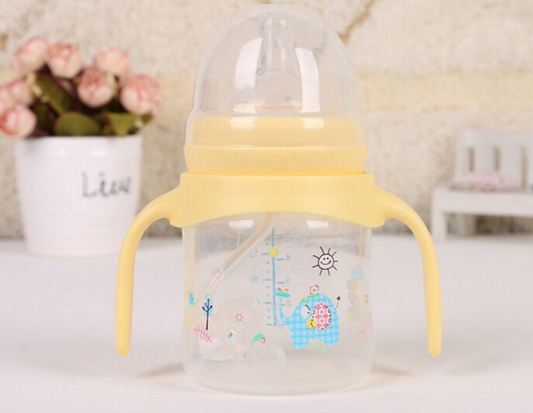 150ML Handle Plastic Baby Feeding Bottle Wide Mouth Baby Milk Bottle Copo Infantil Children Infant Children Kids Nursing Bottle (4)