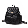 2016 Trendy Rhombic Plaid Backpack Fashion Contracted Drawstring Flap Bag Designer Travel Bag Women Cheap Solid
