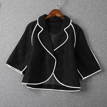 2015 Winter Women s European Black Stripes Edging Short Section Of Small Shawl Jacket